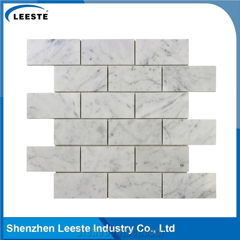 Carrara White 2"X4" Brick Kitchen Mosaic Tiles