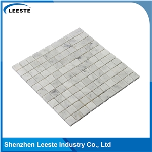 Carrara White Polished 1" Square Kitchen Mosaic Tiles