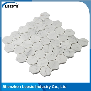 Carrara White Polished 2"Hexagon Mosaic Tiles