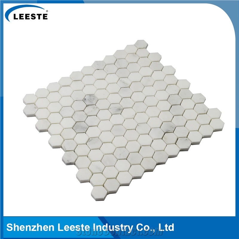 Danby White Marble Hexagon 1x1 Marble Mosaic Tiles