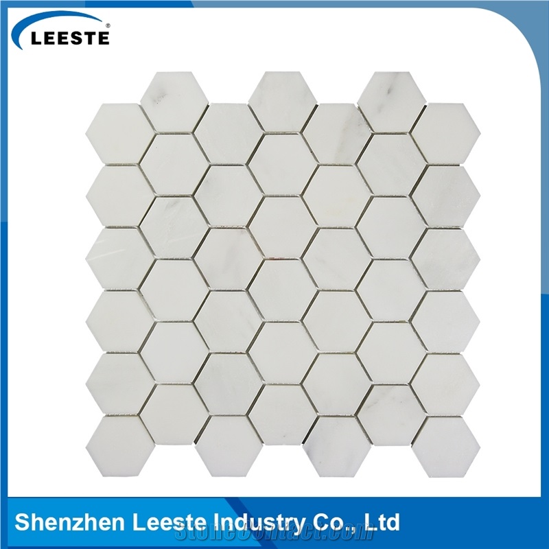 Danby White Marble Hexagon 2x2 Marble Mosaic Tiles