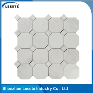 Danby White Marble Octagon with Dot 3x3 Marble Mosic Tiles