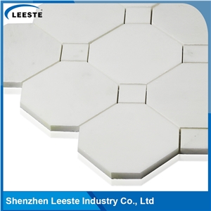 Danby White Marble Octagon with Dot 4x4 Marble Mosic Tiles
