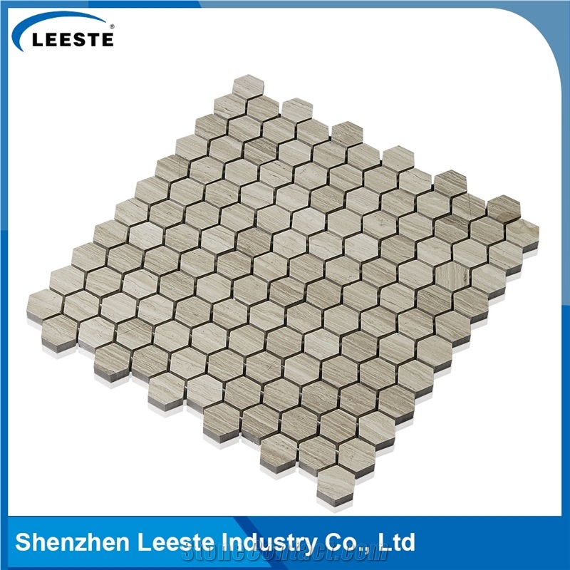 Natural Pure Professional Manufacture Hexagon 1‘’X1‘’ Marble Oak Tile