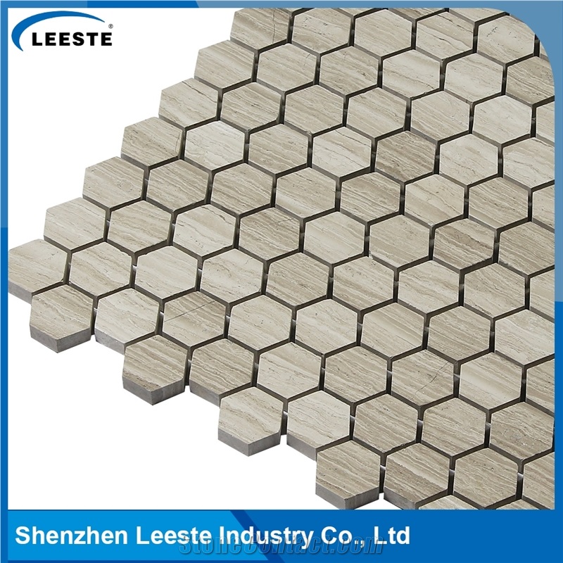 Natural Pure Professional Manufacture Hexagon 1‘’X1‘’ Marble Oak Tile