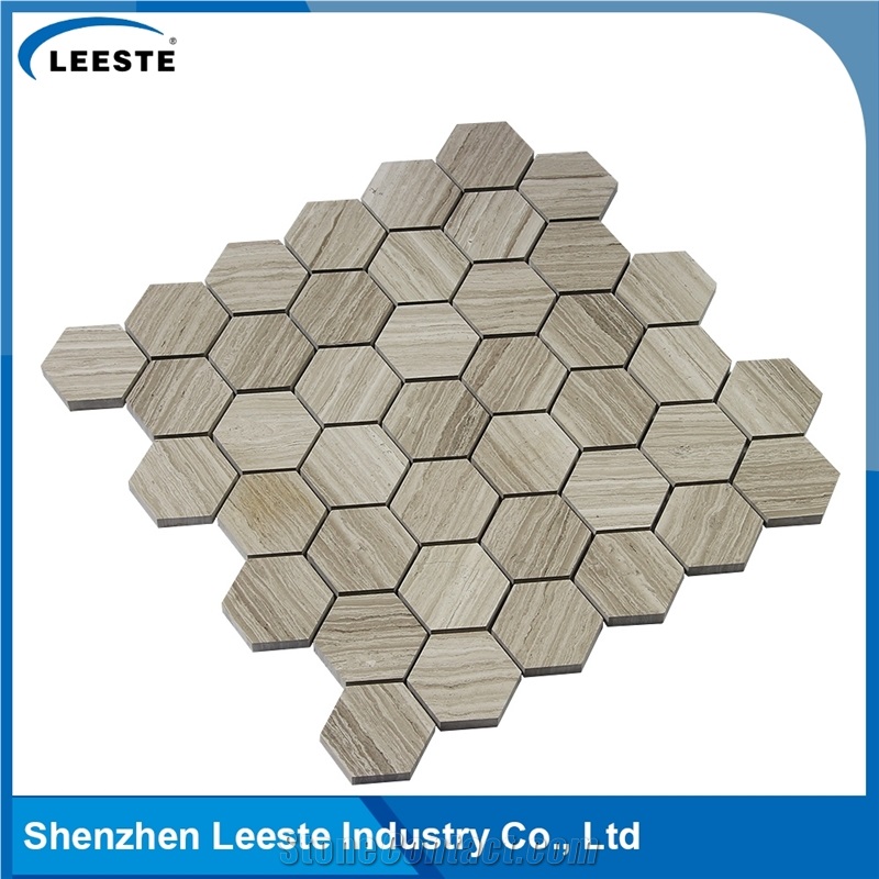 Natural Pure Professional Manufacture Hexagon 1"X2" Marble Oak Tile