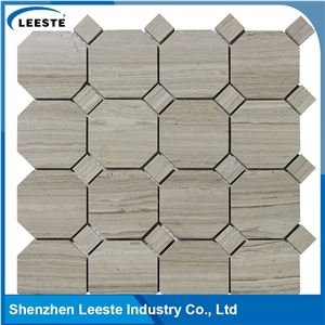 Octagon with Dot Pattern Hot Sale White Oak Marble Tile