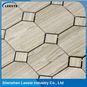 Octagon with Dot Pattern Hot Sale White Oak Marble Tile