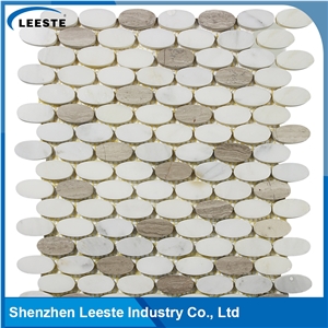 Oval Marble Mix Color Small Mosaic Tiles