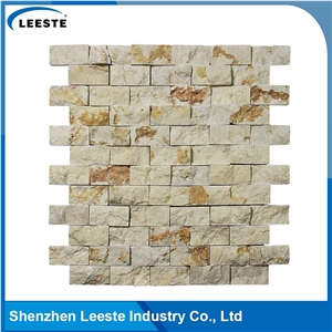 Sunny Beige Limestone Spilit 1x2" Brick Mosaic Tiles