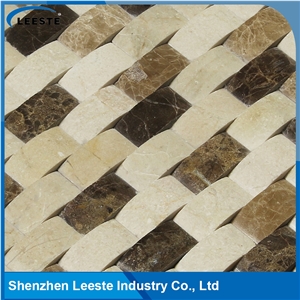 Wave Shape Mix Material and Mix Color Honed Mosaic Pattern
