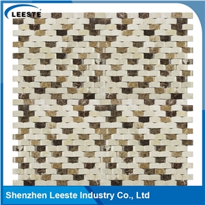 Wave Shape Mix Material and Mix Color Honed Mosaic Pattern