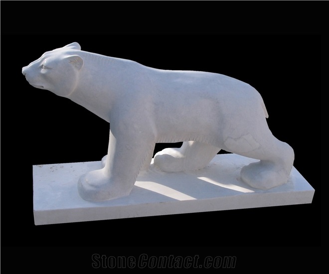 Animal Marble Hand Carved Sculpture White Art Design, Hunan White Marble Art Design