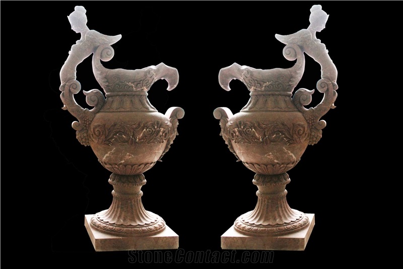 Animal Vase Marble Stone Sculpture Hand Carved Pot Mantel