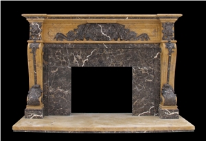 Antique Beige Marble Fireplace Mantel