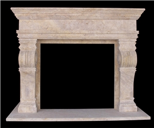 Antique Beige Travertine Fireplace Mantel