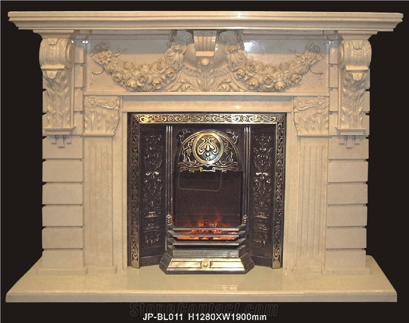 Artificial Sandstone Handcarved Fireplaces Mantel, Western Style