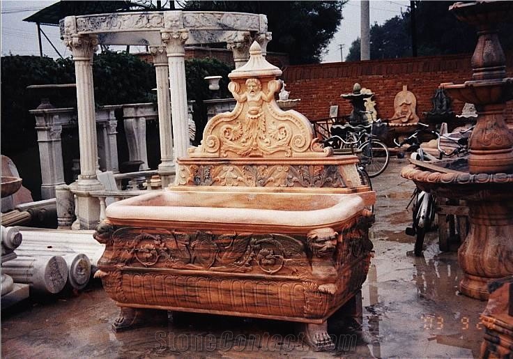 Bathtub Marble Stone Sculpture Handcarved Mantel Surround