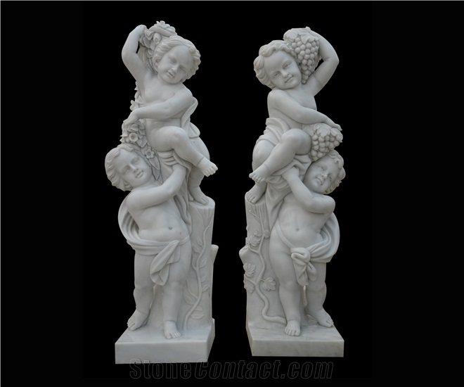 Beige and Green Marble Handcarved Human Statues, Women Sculptures, Egyptian Beige Marble Sculptures