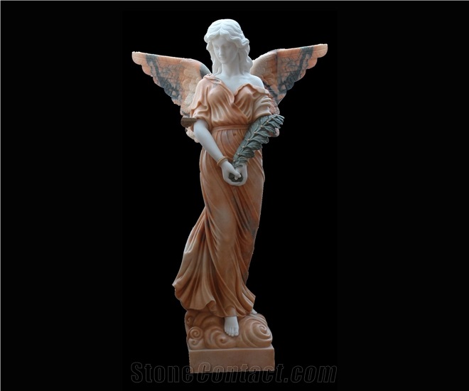 Beige and Green Marble Handcarved Human Statues, Women Sculptures, Egyptian Beige Marble Sculptures