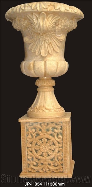 Beige Artificial Sandstone Flower Pots,Handcarved Flower Vases