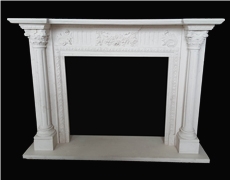 Beige Limestone Handcarved Fireplaces Mantel, Western Style
