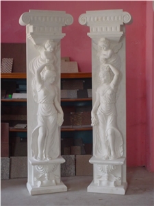 Beige Marble Columns,Carving Marble Columns