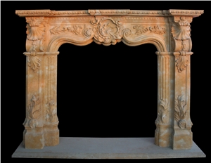 Beige Marble Fireplace/ Fireplace Surround/ Western Style