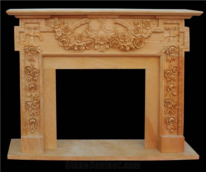 Beige Marble Fireplace/ Fireplace Surround/ Western Style