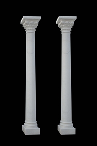 Beige Marble Hand Carved Building Columns, Sculptured Building Pillars