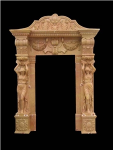 Beige Marble Handcarvd Door Surrounds,Western Sculptured Door Surround