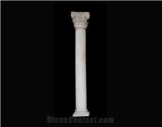 Beige Marble Handcarved Building Columns, Western Sculptured Pillars