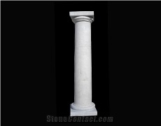 Beige Marble Handcarved Building Columns, Western Sculptured Pillars