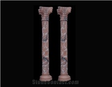 Beige Marble Handcarved Building Columns, Western Style Pillars