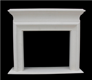 Beige Marble Handcarved Fireplaces Mantel, Western Style Fireplace