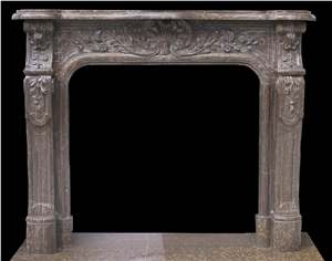 Beige Marble Handcarved Fireplaces Mantel, Western Style Fireplace
