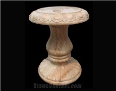 Beige Marble Handcarved Outdoor Tables, Western Style Table
