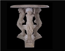 Beige Marble Handcarved Outdoor Tables, Western Style Table