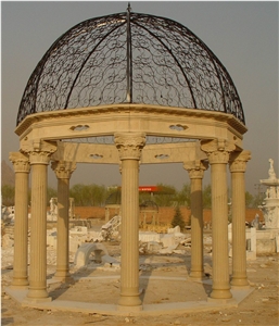 Beige Marble Handcarved Sculptured Stone Gazebos