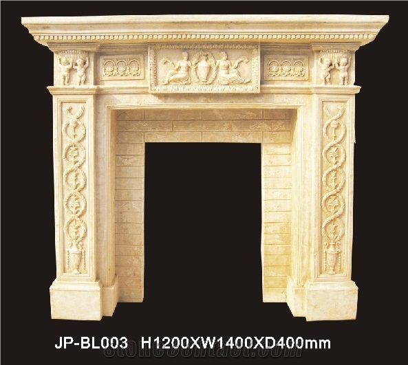 Beige Marble Stone Fireplace Mantel