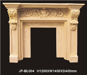 Beige Marble Stone Fireplace Mantel