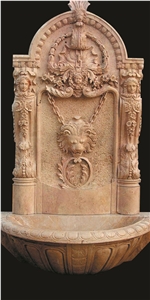 Beige Marble Wall Fountain/ Handcared Stone Wall Fountain/ Sculptured