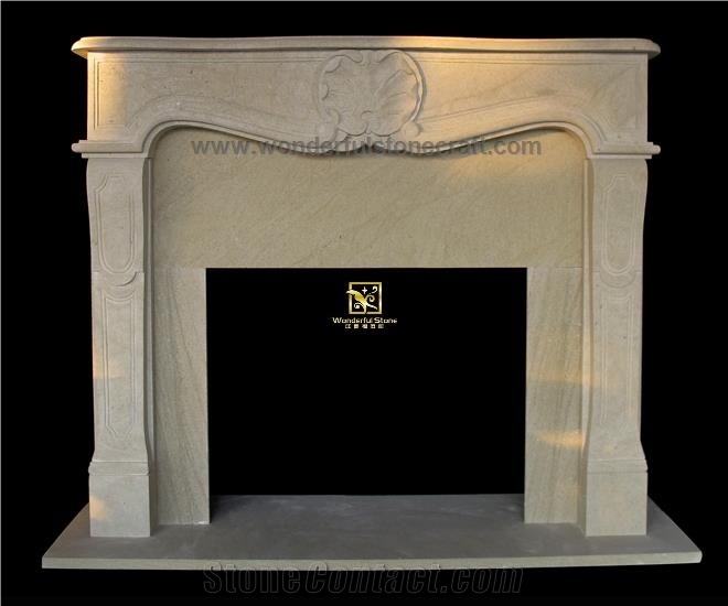Beige Natural Sandstone Fireplace Mantels,Fireplace Surround