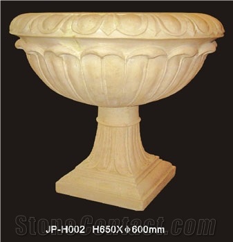 Beige Nature Sandstone Flower Pots,Handcarved Flower Vases