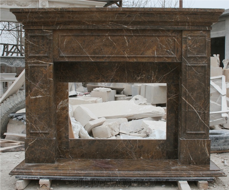 Beige Sandstone Fireplaces, Handcarved Fireplace Mantels