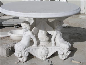 Bench and Table/Stone Furniture/White Marble Handcarved /Western Style