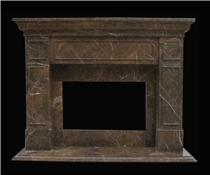 Black Limestone Handcarved Fireplaces Mantel, Western Style Fireplace
