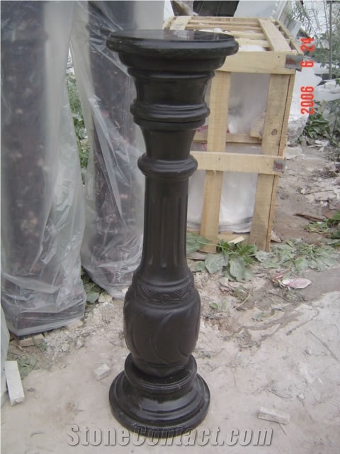 Black Marble Handcarved Column Capitals, Sculptured Column Bases