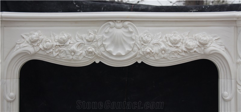 Carved Sculpture Marble Stone Fireplace Mantel