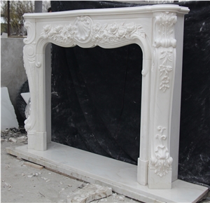 Carved Sculpture Marble Stone Fireplace Mantel